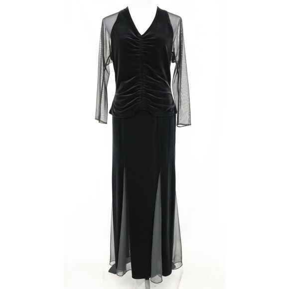 Niki Livas 2 Pc Dress Womens 4 Black Stretch Velvet Skirt and Top Elastic Waist - Picture 1 of 16